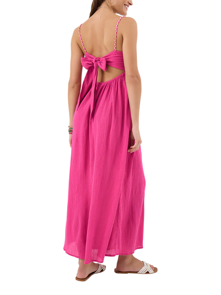 Accessorize Bright Cutwork Tie-Back Dress, Pink - view 2, Pink