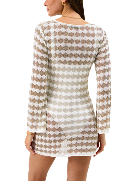 Accessorize Crochet Knit Dress, Gold - view 2, Gold
