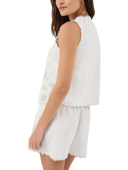 Accessorize Floral Cut Out Sleeveless Tank Top, Ivory - view 2, Ivory