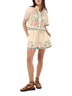 Accessorize Floral Embroidered Short Sleeve Shirt, Multi, Multi