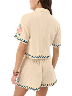 Accessorize Floral Embroidered Short Sleeve Shirt, Multi - view 2, Multi