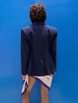 Mango Double Breasted Tailored Blazer, Blue - view 2, Blue