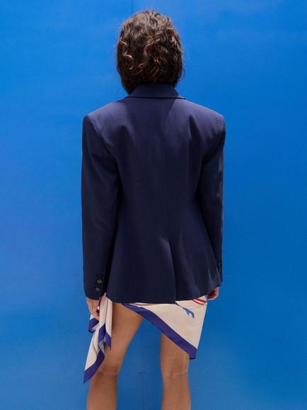 Mango Double Breasted Tailored Blazer, Blue - view 2, Blue