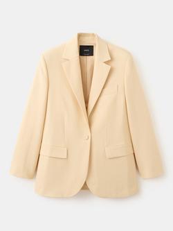 Mango Oversized Relaxed Fit Blazer, Yellow, Yellow