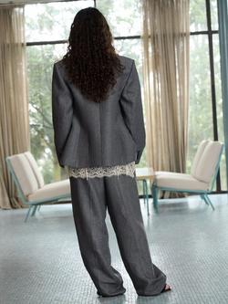 Mango Double Breasted Relaxed Fit Blazer, Grey - view 2, Grey