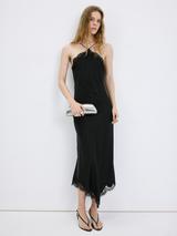 Mango Halterneck Midi Dress, Black