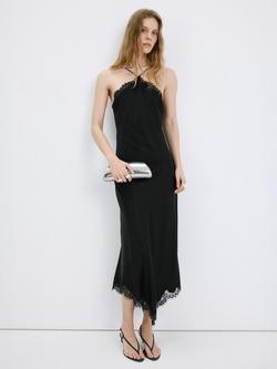 Mango Halterneck Midi Dress, Black, Black