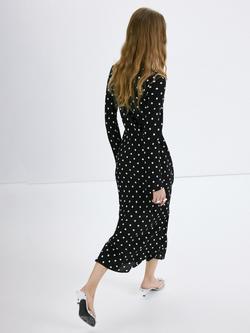 Mango Long Sleeve Scoop Neck Midi Dress, Black - view 2, Black