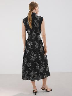 Mango Sleeveless Embroidered Shirt Midi Dress, Black - view 2, Black