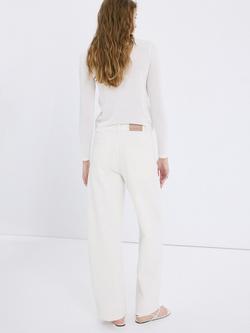 Mango Floral Embroidered Wide Leg Jeans, Off White - view 2, Off White