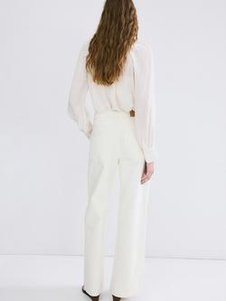 Mango Floral Embroidered Mid-Rise Jeans, Beige - view 2, Beige