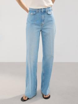 Mango Mid Rise Wide Leg Jeans, Mid Blue, Mid Blue
