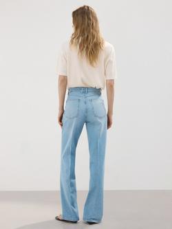 Mango Mid Rise Wide Leg Jeans, Mid Blue - view 2, Mid Blue