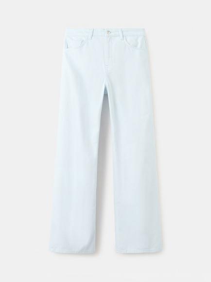 Mango Mid Rise Wide Leg Cotton Jeans, Sky Blue, Sky Blue