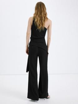 Mango Asymmetric One Shoulder Sash Jumpsuit, Black - view 2, Black