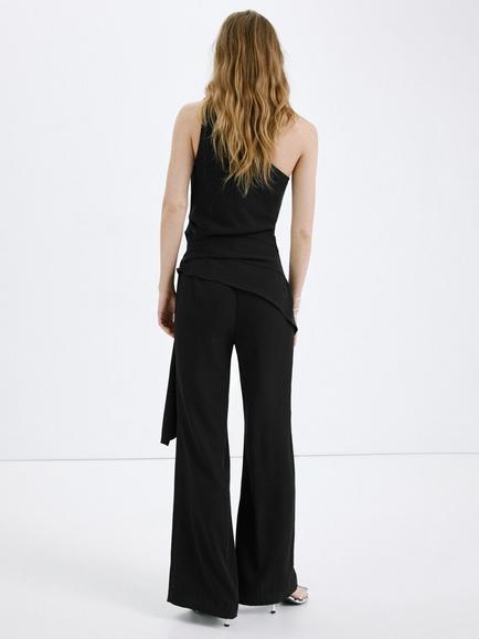 Mango Asymmetric One Shoulder Sash Jumpsuit, Black - view 2, Black
