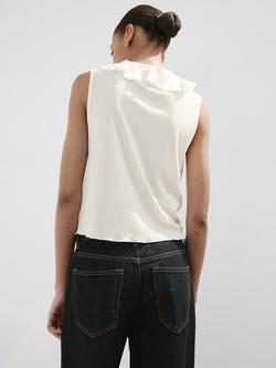 Mango Sleeveless Ruffle-Front V-Neck Blouse - view 2, Off White