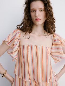 Mango Off-Shoulder Ruffle Blouse, Multi, Multi