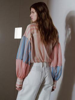 Mango Striped Knot Shirt, Blue - view 2, Blue