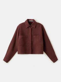 Mango Contemporary Cropped Overshirt, Terracotta, Terracotta