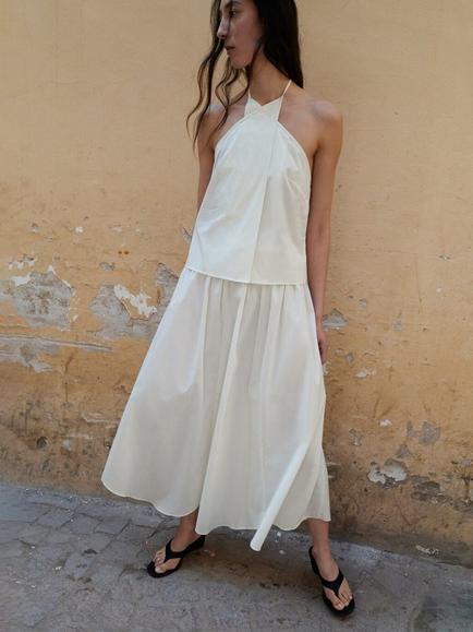 Mango High Waisted Gathered Full Midi Skirt, Raw, Raw