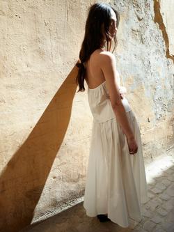 Mango High Waisted Gathered Full Midi Skirt, Raw - view 2, Raw