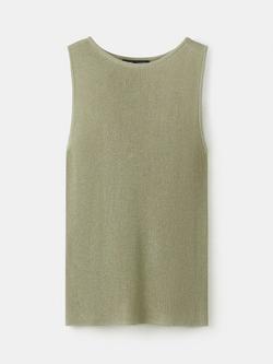 Mango Ribbed Knitted Wide Strap Top, Aqua, Aqua
