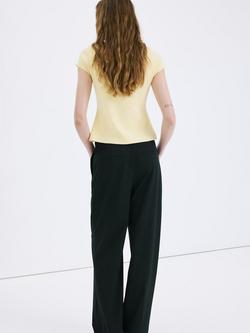 Mango Ruffle Front Cropped Knit Sweater, Vanilla - view 2, Vanilla