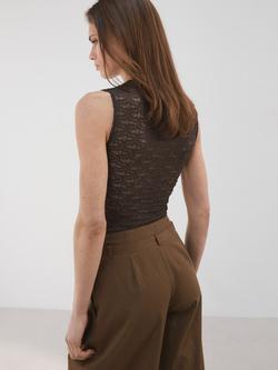 Mango Shine Knit Camisole, Chocolate - view 2, Chocolate
