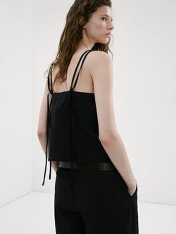 Mango Square Neck Double-Strap Camisole, Black - view 2, Black