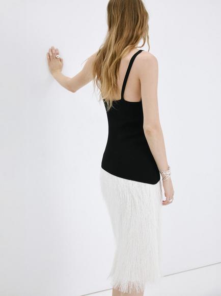 Mango V-Neck Asymmetric Knit Camisole, Black - view 2, Black