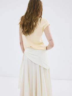 Mango Garci Short Sleeve Round Neck Top, Pastel Yellow - view 2, Pastel Yellow