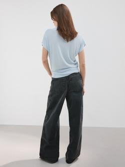 Mango Draped Knit Polo T-Shirt, Sky Blue - view 2, Sky Blue