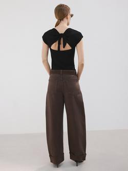 Mango Cut Out Back T-Shirt, Black - view 2, Black