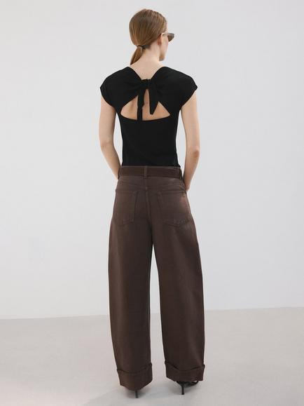 Mango Cut Out Back T-Shirt, Black - view 2, Black