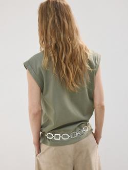 Mango Shoulder Pad Structured T-Shirt, Khaki - view 2, Khaki