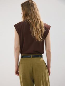 Mango Shoulder Pad T-Shirt, Brown - view 2, Brown