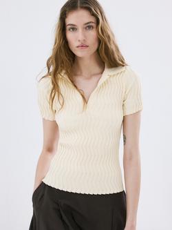 Mango Knit Polo T-Shirt, Raw, Raw