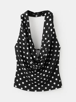 Mango Cowl Halter Top, Black, Black