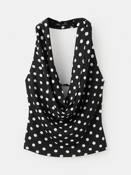 Mango Cowl Halter Top, Black, Black