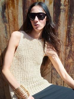 Mango Sleeveless Round Neck Knit Tunic Top, Sand, Sand