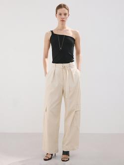 Mango Asymmetric One Shoulder Knot Detail Top, Black, Black