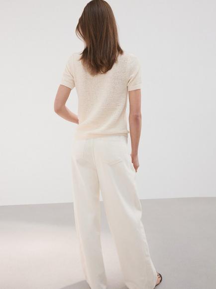 Mango Round Neck Knit Top, Raw - view 2, Raw