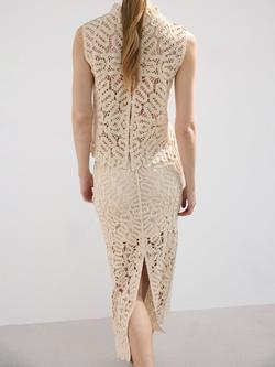Mango Crochet High Neck Sleeveless Top, Sand - view 2, Sand