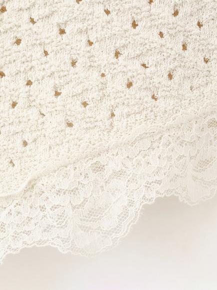 Mango Sleeveless Lace Trim Knit Top, Raw - view 2, Raw