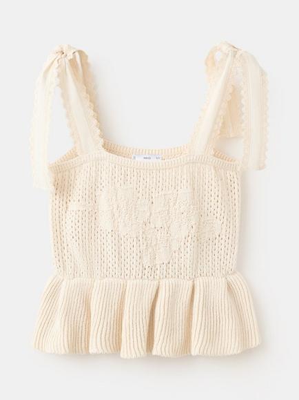 Mango Textured Knitted Cami Top, Raw, Raw