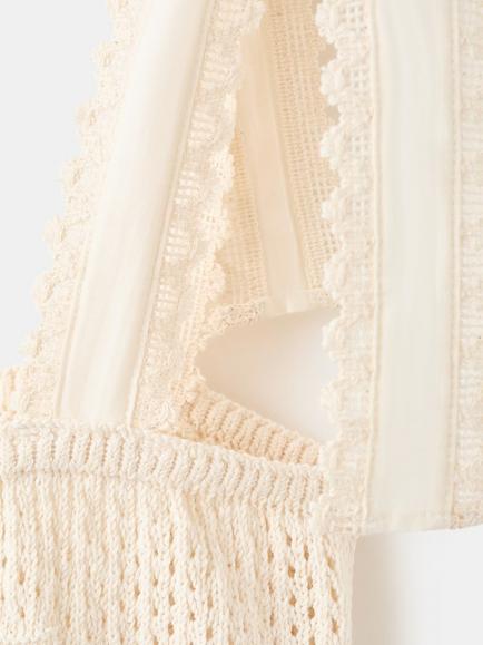 Mango Textured Knitted Cami Top, Raw - view 2, Raw