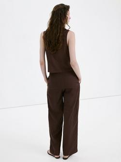 Mango Collared Tie Front Vest, Chocolate - view 2, Chocolate