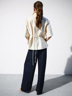 Mango Wide Leg Pinstripe Suit Trousers, Navy - view 2, Navy