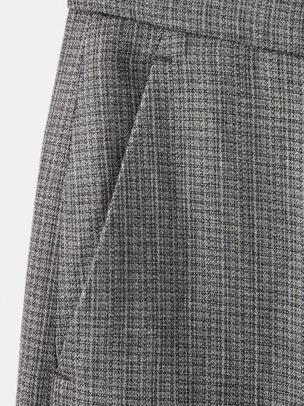 Mango Mid Rise Wide Leg Suit Trousers, Grey/Black - view 2, Grey/Black
